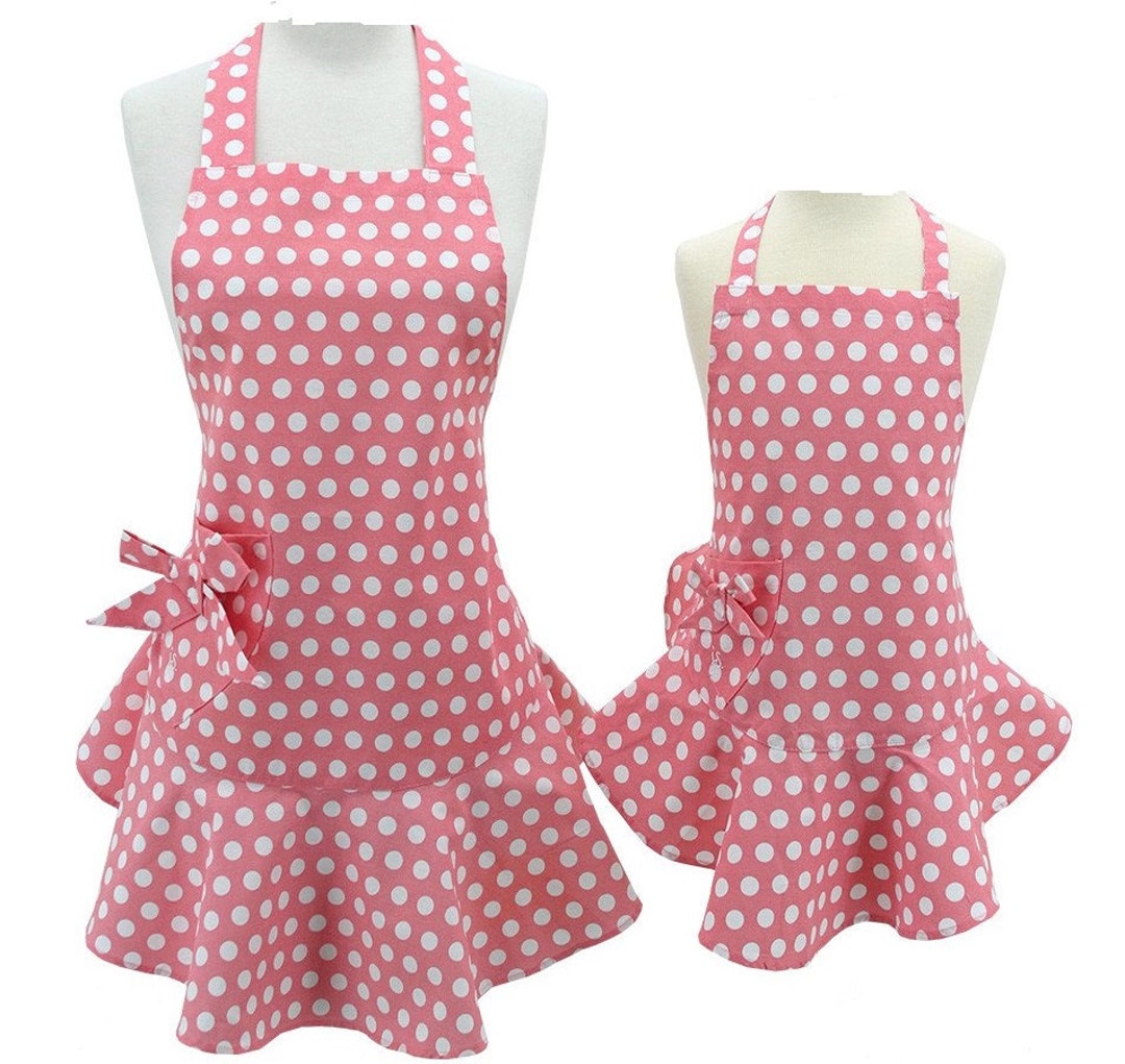 Mother Daughter Apron Set Personalized Pink Polka Dot Jessie Steele ...