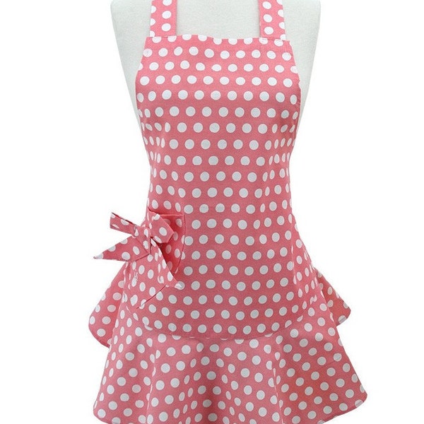 Classy Monogrammed Apron - Jessie Steele Pink Polka Dot Adult Size Apron - Personalized Apron - Cooking Apron - Gift For Her - Baking Apron