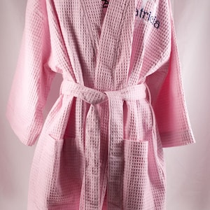 Monogrammed Waffle Robe -  Pink Personalized Robe - Bridesmaid Robes - Monogrammed Gifts - Wedding Day Robe - Gift for Her - Bath Robe