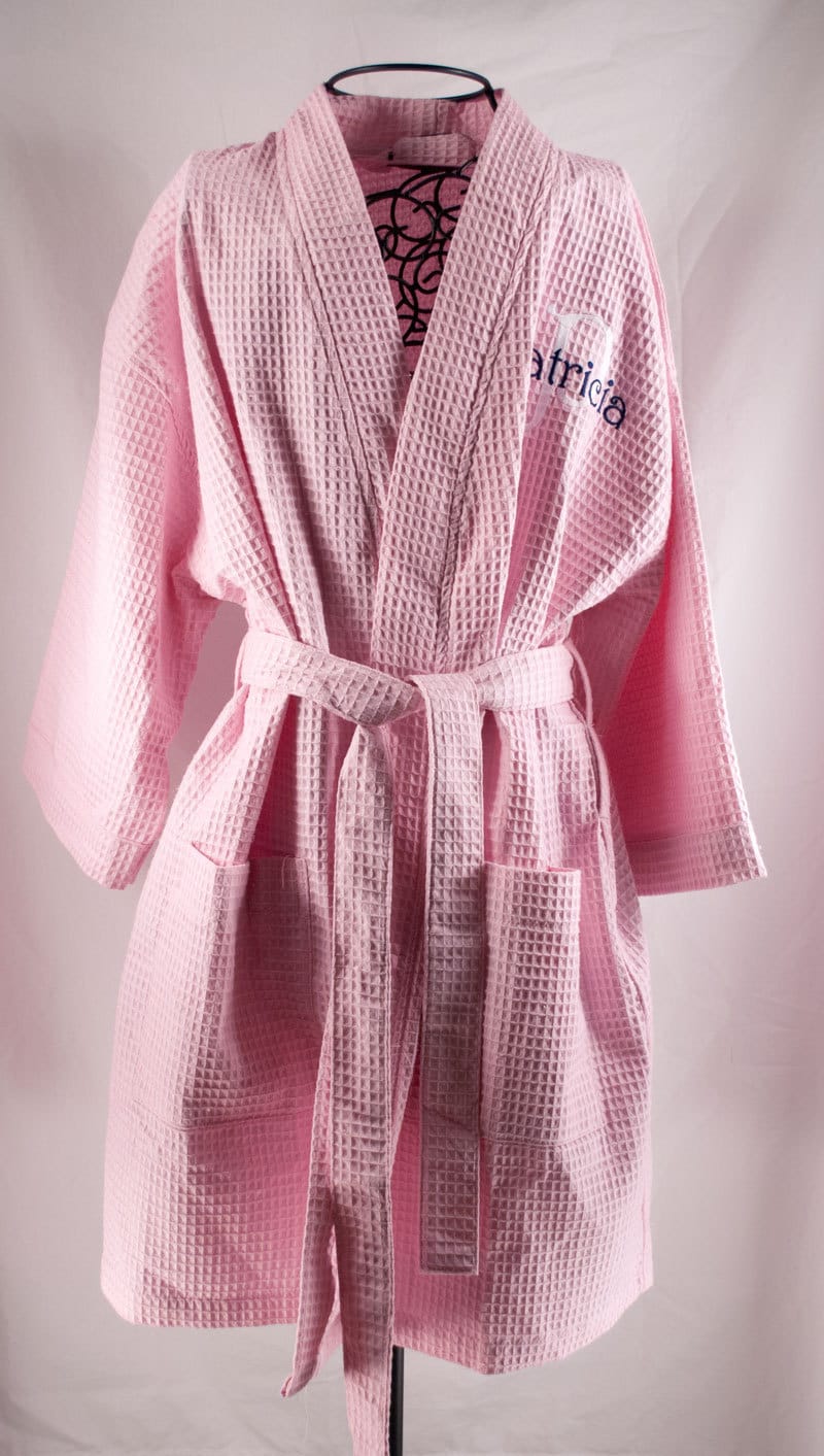 Monogrammed Waffle Robe -  Pink Personalized Robe - Bridesmaid Robes - Monogrammed Gifts - Wedding Day Robe - Gift for Her - Bath Robe