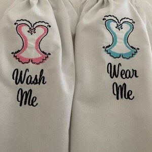 Wash Me Wear Me Lingerie Bag Set Embroidered - Perfect Bridal Shower Gift - Bridesmaids Gifts - Travel Lingerie Bag - Lingerie Laundry Bag