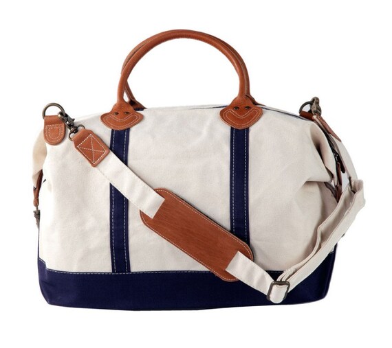 monogrammed canvas weekender bag