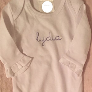 Monogrammed Baby Gown White, Personalized Baby Sleeper Gown, Baby Shower Gift, Baby Gift Embroidered, New Born Gown, Going Home Outfit