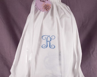 Personalized  Lingerie Bag - Monogrammed Bridal Shower Gift - Bridesmaids Gifts - Travel Undies Bag - Embroidered Drawstring Bag - Gift Her