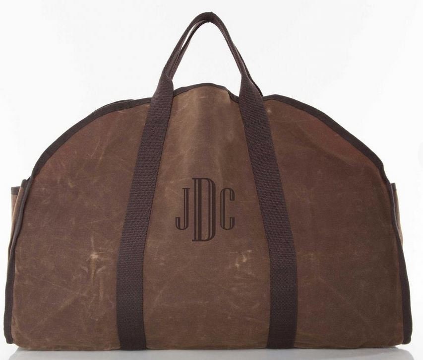 Monogrammed Log Carrier Log Holder Firewood Holder Fireplace