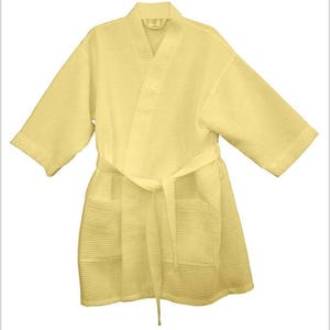 Personalized Robe, Spa Waffle Weave Robe, Monogrammed Robe, Bridal Party Gift, Embroidered Robe, Spa Robe, Yellow Robe