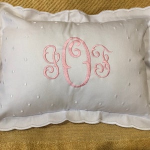 Monogram Baby Pillow, Nursery Pillow, Monogrammed White Pillow Sham, Baby Shower Gift, Custom Baby Pillow, Embroidered Pillow, Keepsake Gift