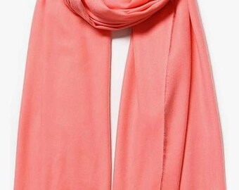 Personalized Coral Cashmere Feel Scarf - Monogrammed Unisex Scarf - Neck Warmer - Winter Scarf - Gift for Him/Her -  Personalized Scarf