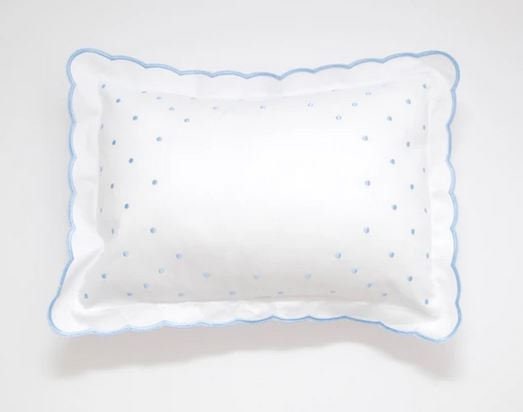 Monogram Baby Pillow, White With Blue Dots Nursery Pillow, Monogrammed Pillow Sham, Baby Boy Shower Gift, Custom Baby Pillow, Keepsake Gift