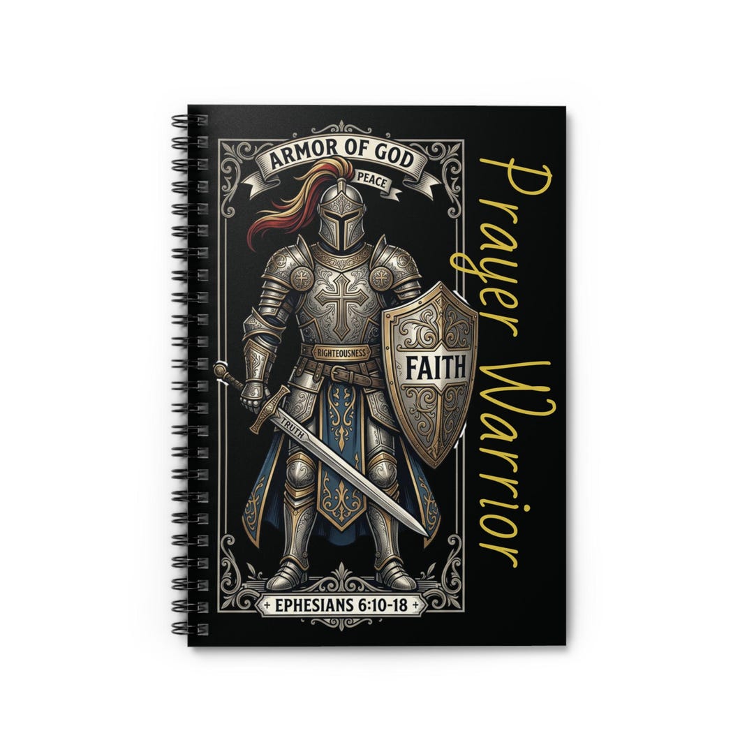 Prayer Warrior Armor of God Spiral Notebook | Faith Knight Ephesians 6: ...