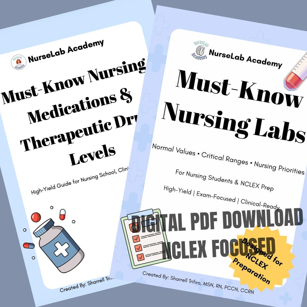 NCLEX Study Guide Bundle | Nursing Labs & Medications Workbook (digital ...
