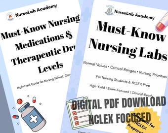 NCLEX Study Guide Bundle | Nursing Labs & Medications Workbook (Digital Download)