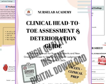 Nursing Head-to-Toe Assessment & Clinical Deterioration Guide | NCLEX Study Tool | Printable Workbook