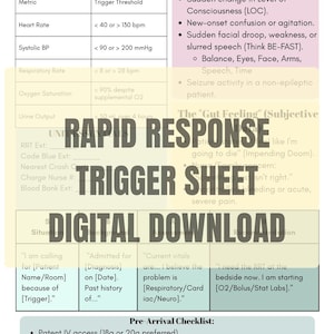 Hoja de activación de respuesta rápida, guía de atención al paciente para enfermeros recién graduados (descarga digital)