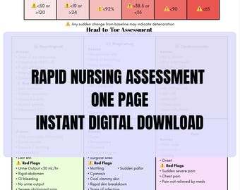 Rapid Nursing Assessment Cheat Sheet | Patient Deterioration Red Flags (Digital Download)