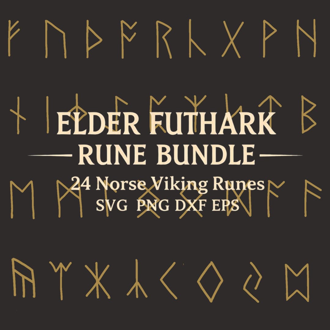 Elder Futhark Rune Bundle | 24 Norse Viking Runes Svg Png Dxf Eps for ...