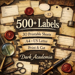 Etiquetas para especímenes de herbario: más de 500 etiquetas de estilo Dark Academia y para curadores (PDF imprimible)
