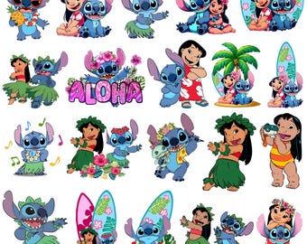Cumpleaños de Stitch PNG, paquete de imágenes prediseñadas de Stitch, gorro y globos de cumpleaños de Stitch PNG, Lilo y Stitch Svg Png, Stitch lindo PNG