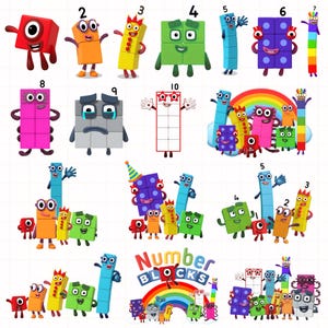 Pacote de imagens PNG para decoração de bolo com blocos numéricos | Decoração para festa de aniversário infantil | Clipart de números em desenho animado | Download digital para impressão