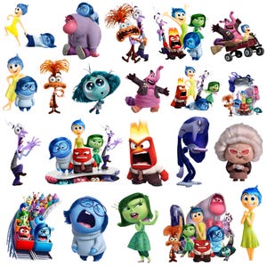 Paquete PNG de Inside Out, clipart y papel digital de Inside Out, SVG de Inside Out para decorar camisetas, tartas, cumpleaños, ansiedad, tristeza, alegría