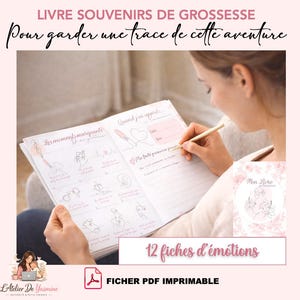 Livre souvenirs de grossesse - 12 Fiches imprimables pour une grossesse inoubliable/ pdf afbeelding 1