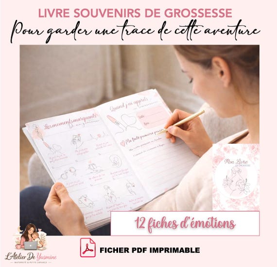 Livre souvenirs de grossesse - 12 Fiches imprimables pour une grossesse inoubliable/ PDF