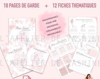 Dossier grossesse à imprimer – 22 pages PDF – Pages de garde et fiches thématiques – Suivi grossesse – Organization Maternité