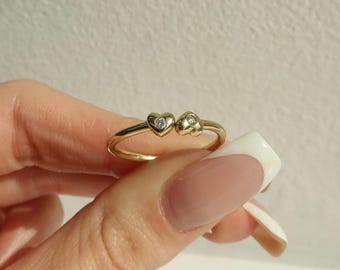14K Gelbgold Amare Twin Heart Ring - Diamant Toi et Moi Fine Jewelry Ring