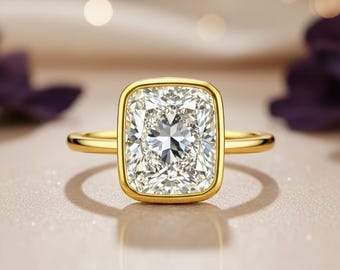 14K Gelbgold-Ring mit strahlendem Diamant in Lünette - 6.5 ct IGI zertifiziert