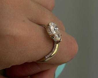 14K Gold Pear Cut Lab Diamond Ring – 2.01 CT