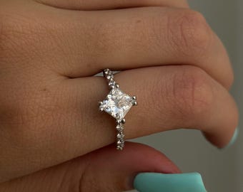 14K Gold Princess Cut Lab Diamond Ring – 1.80 CT