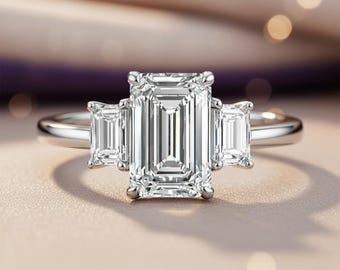 14K Weißgold klassischer Trinitiy Diamant Ring – 9.55 ct Lab-Grown