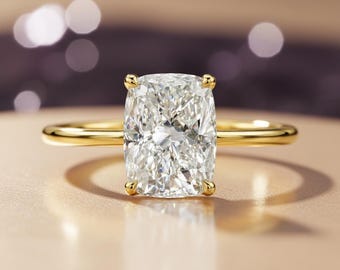 14K Gold Kissen Lab-Grown Diamant Solitär Ring - 4.75 CT IGI zertifiziert