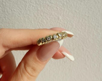 14K Gelb- oder Weißgold Diamant Herz Eternity Band - 0.39 CT Diamant Love Ring