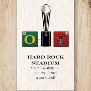 May include: A ticket for the Capital One Orange Bowl game at Hard Rock Stadium in Miami Gardens, FL. The ticket includes the date, January 1st, 2026, and the kickoff time, 11 am. The ticket also shows the seat information.