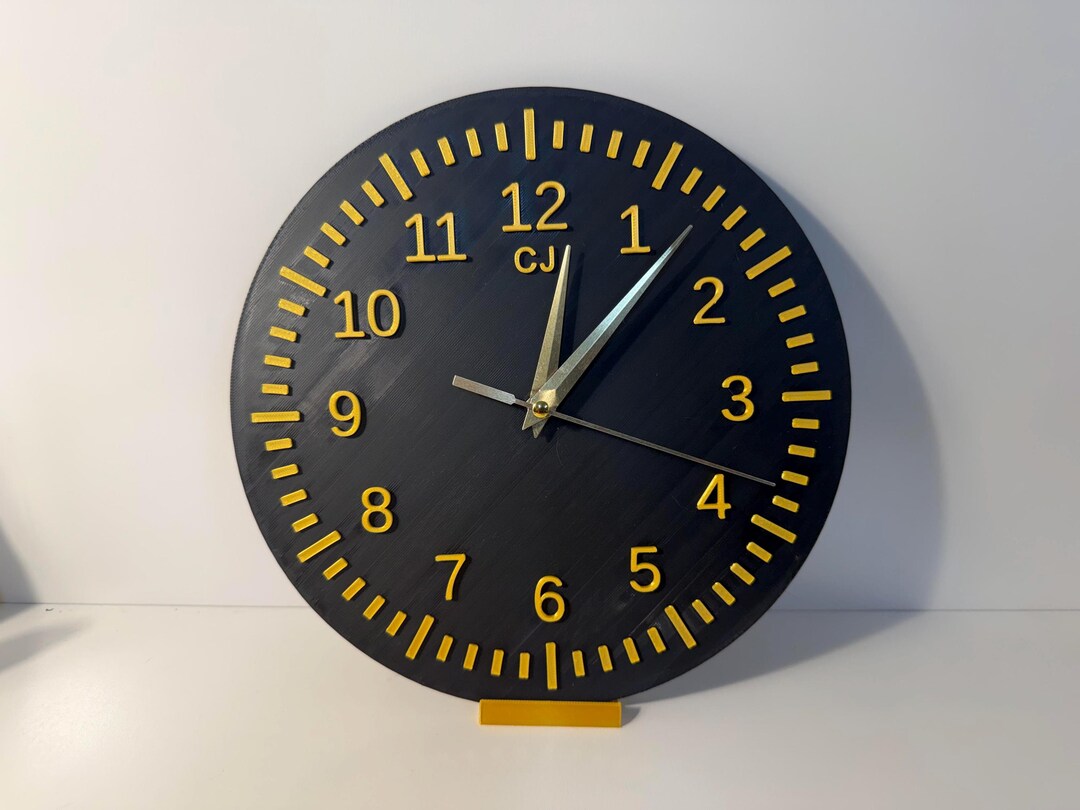 Customizable Analog Clock – Black Elegance With Gold Accents - Etsy