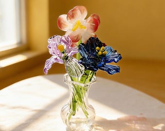 Custom Stained Glass Birth Month Flower Bouquet, Floral Home Decor, Mothers Day Gift