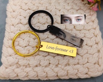 Personalized Eye Photo Keychain,Anniversary Gift for Him,Couple Keyring,Dad Gifts,Your Eyes Photo Drive Safe Keychain,Pet Gift for her