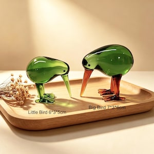 Custom Glass Bird,Kiwi Bird Figurine,Nature Inspired Home Decor,Animal Ornament,Green Amber Art Sculpture,Bird Lover Gift,Happiness Bluebird image 9