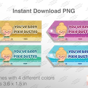 Pixie Dust Gift Tags, You&#39;ve Been Pixie Dusted, DCL, Fish extender tags, Pixie dusted, Instant download PNG