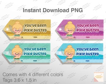 Pixie Dust Gift Tags, You've Been Pixie Dusted, DCL, Fish extender tags, Pixie dusted, Instant download PNG