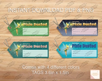 Pixie Dust Gift Tags, You've Been Pixie Dusted, DCL, Fish extender tags, Pixie dusted, Instant download PDF, Instant download PNG