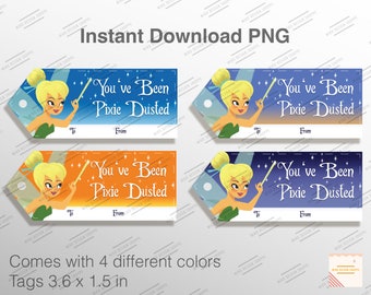Pixie Dust Gift Tags, You've Been Pixie Dusted, DCL, Fish extender tags, Pixie dusted, Instant download PNG