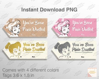 Pixie Dust Gift Tags, You've Been Pixie Dusted, DCL, Fish extender tags, Pixie dusted, Instant download PNG