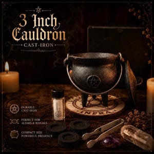 3 Inch Cast Iron Ritual Cauldron Kits | Witchcraft Altar Incense Resin Burner | Spellcraft Intention