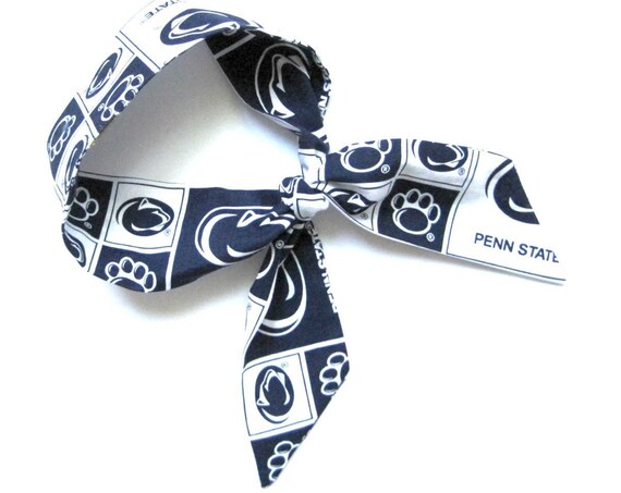 Penn State University ladies hair scarf. Fabric hair tie for ponytail, bun, braid or handbag. PSU gift for fan or student.