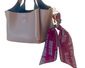 University of South Carolina Gamecocks Scarf Keychain including a Feisty Bird Charm. Gift for Fans, Students & Alumni - Ready to Ship