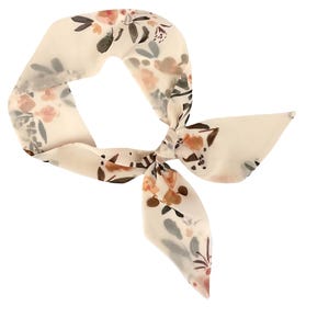 Floral Skinny Scarf for Hair, Neck, or Handbag - Cream Fabric Accessory for Women - Ready to Ship image 1