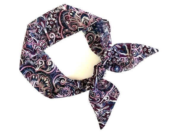 Short hair scarf. Fabric hair tie for ponytail, bun, braid or handbag.  Thin, narrow, skinny women's neck scarf. Ready to Ship