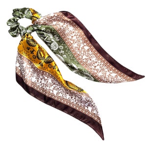 Extra Long Tail Scrunchie Scarf - Modern Hair Bow Tie for Ponytail Bun - Women's Fashion Accessory
